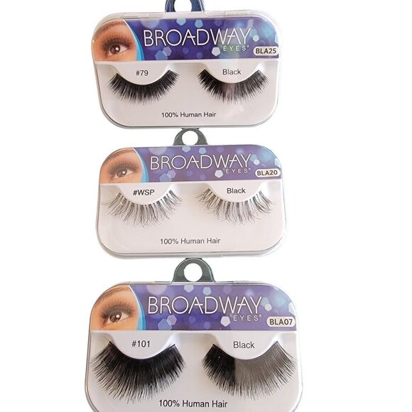 3 Packages Assorted Broadway Lashes Human Hair #79, #WSP, #101 Create - Picture 1 of 8